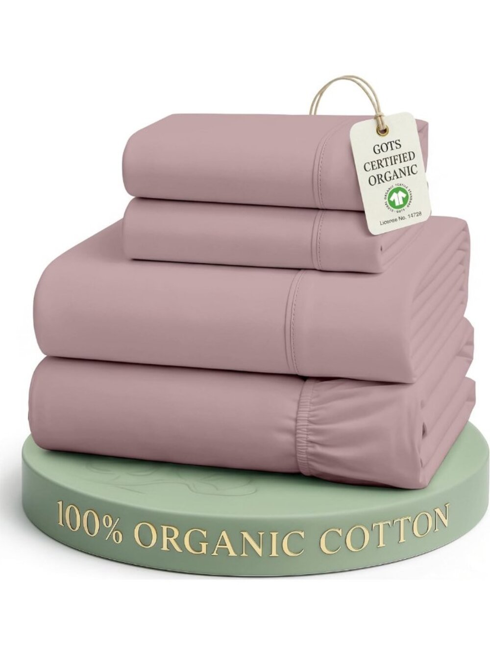 Cal King Organic Cotton Sheet Set - 100% Linen, Cooling, Soft, 4pc - Lilac
